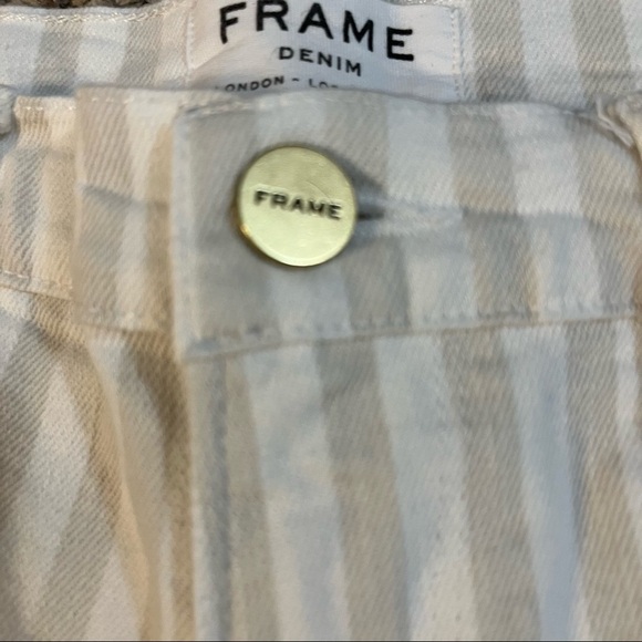 Frame Striped Tan/White Jean Shorts Size 26 Waist - Picture 2 of 8